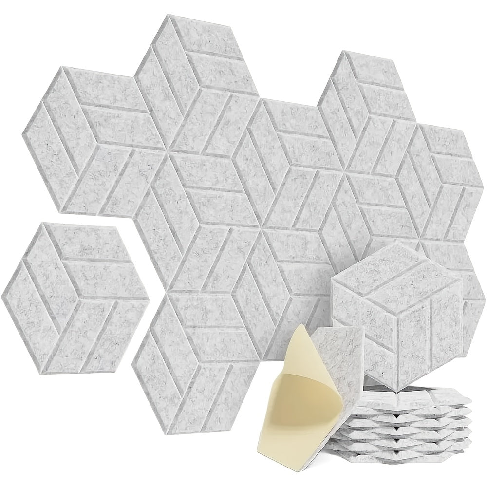 12pcs Self-Adhesive Acoustic Panels - High Density Soundproof Foam, Flame Resistant, Noise Absorbing & Echo Eliminating (Black/Dark Gray/White)