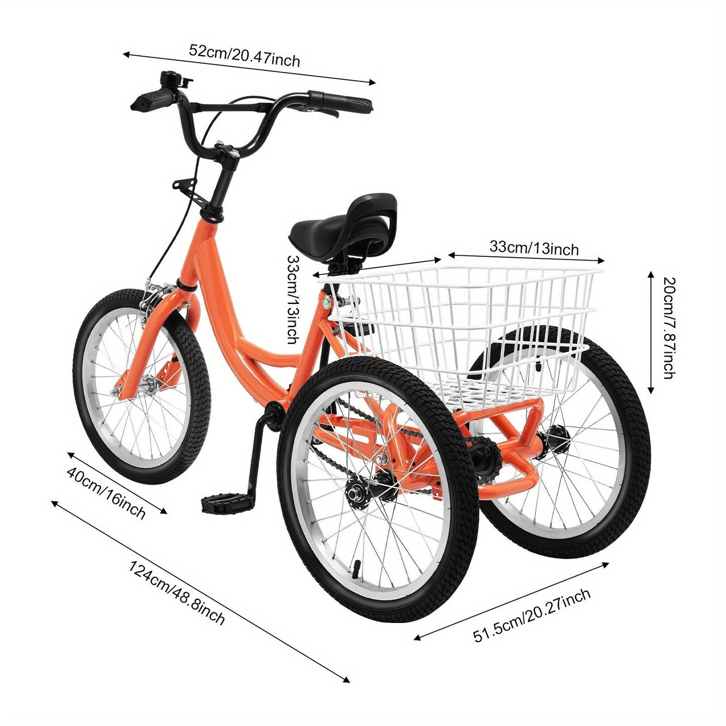 40.64cm Kids Tricycle with Adjustable Handlebar & Seat, Lightweight Steel Frame, Rear Basket, and Safety Features – Ideal for Outdoor Fun & Shopping