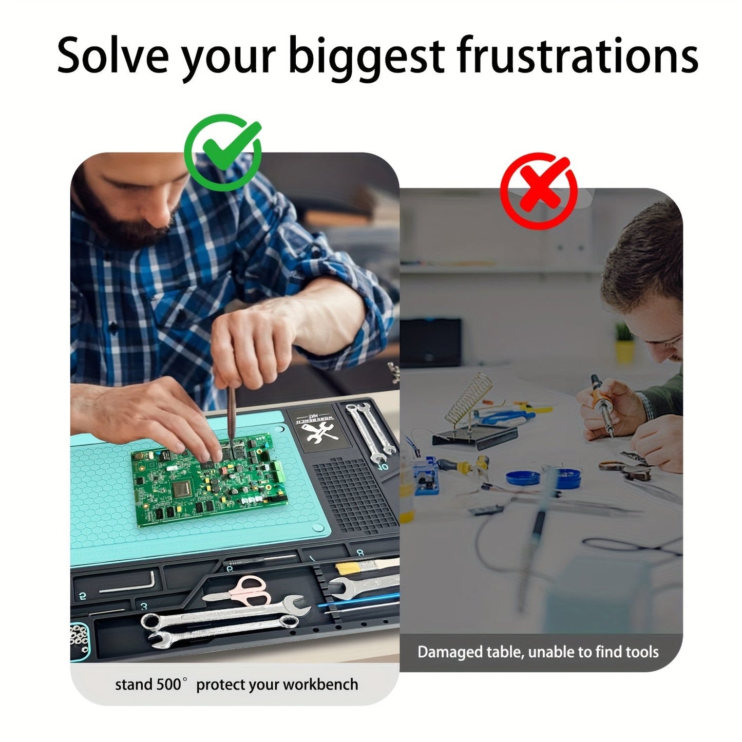 Heat Resistant Silicone Soldering Mat with Magnetic Sections for Phone Repair
