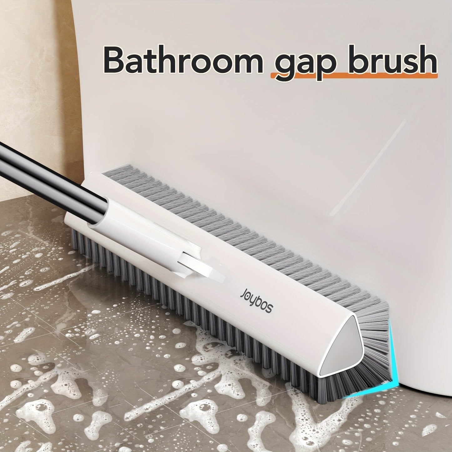 Joybos Dual-Sided Cleaning Brush with Long Handle & Swivel V-Shaped Head