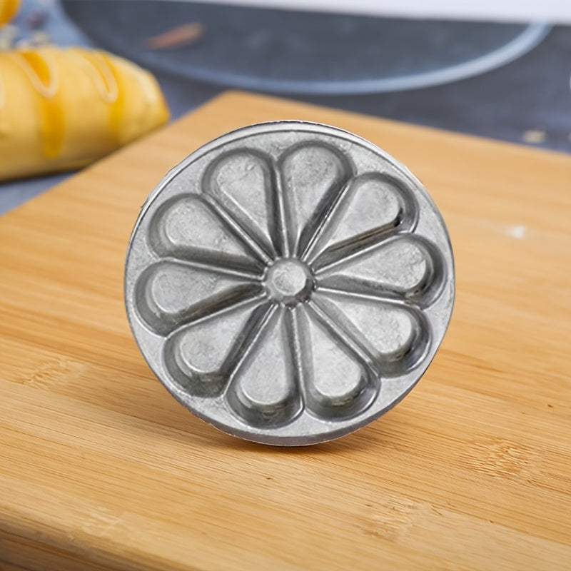 Zinc Alloy Cookie Stamp Mold with Floral Swirl Pattern - Perfect for Holiday Baking