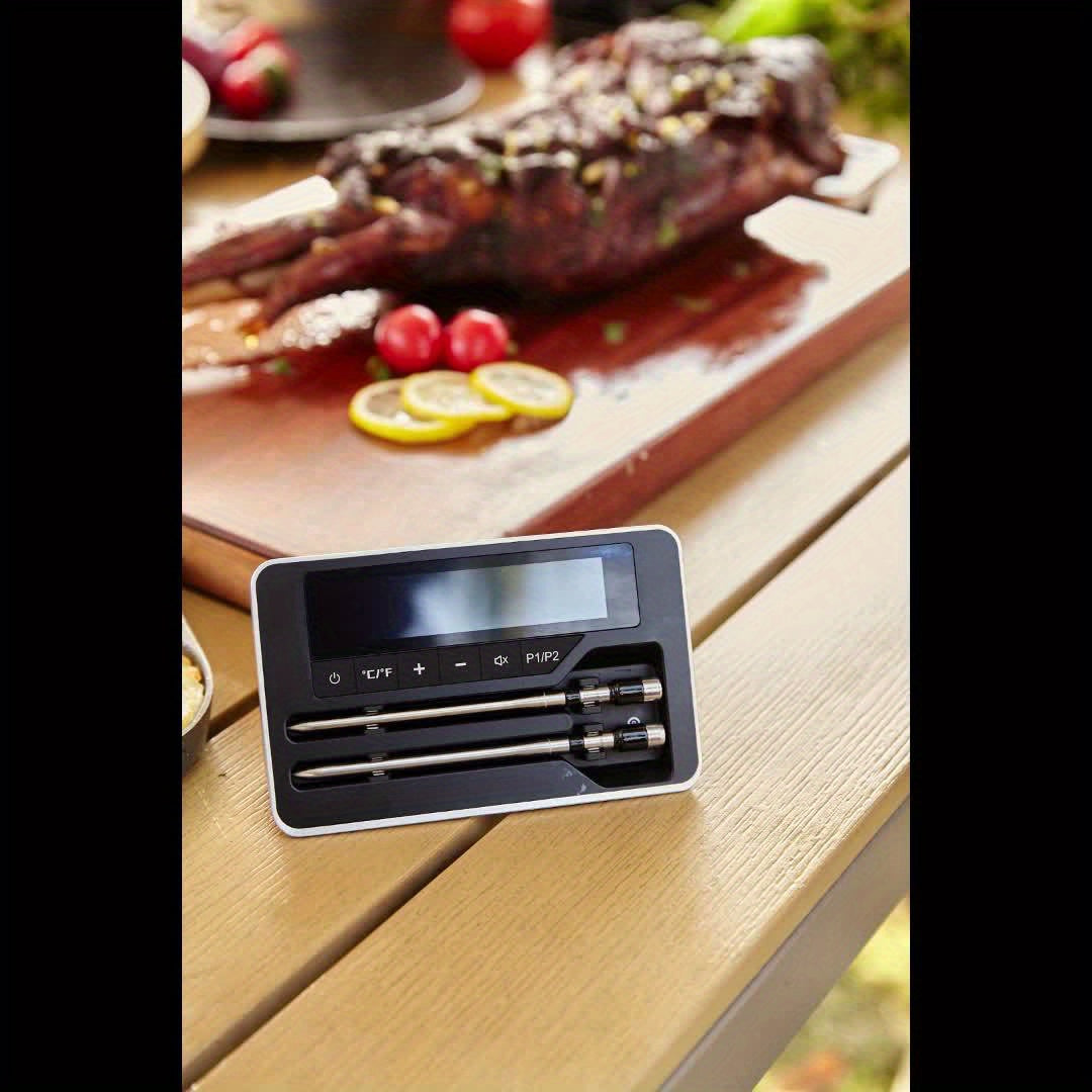Wireless Meat Thermometer with Dual Probes and App Alerts | Long Range, Instant Read, USB Charging, Stainless Steel for BBQ, Grill, Oven, Smoker