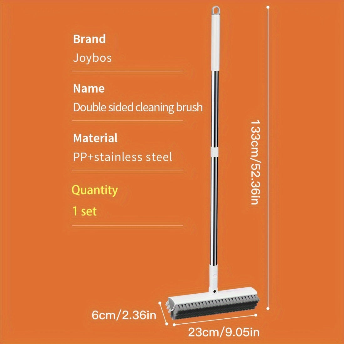 Joybos Dual-Sided Cleaning Brush with Long Handle & Swivel V-Shaped Head