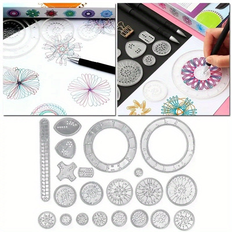 44pcs Creative Spirograph Ruler Kit - DIY Geometric Patterns Drawing Tool for Art Enthusiasts