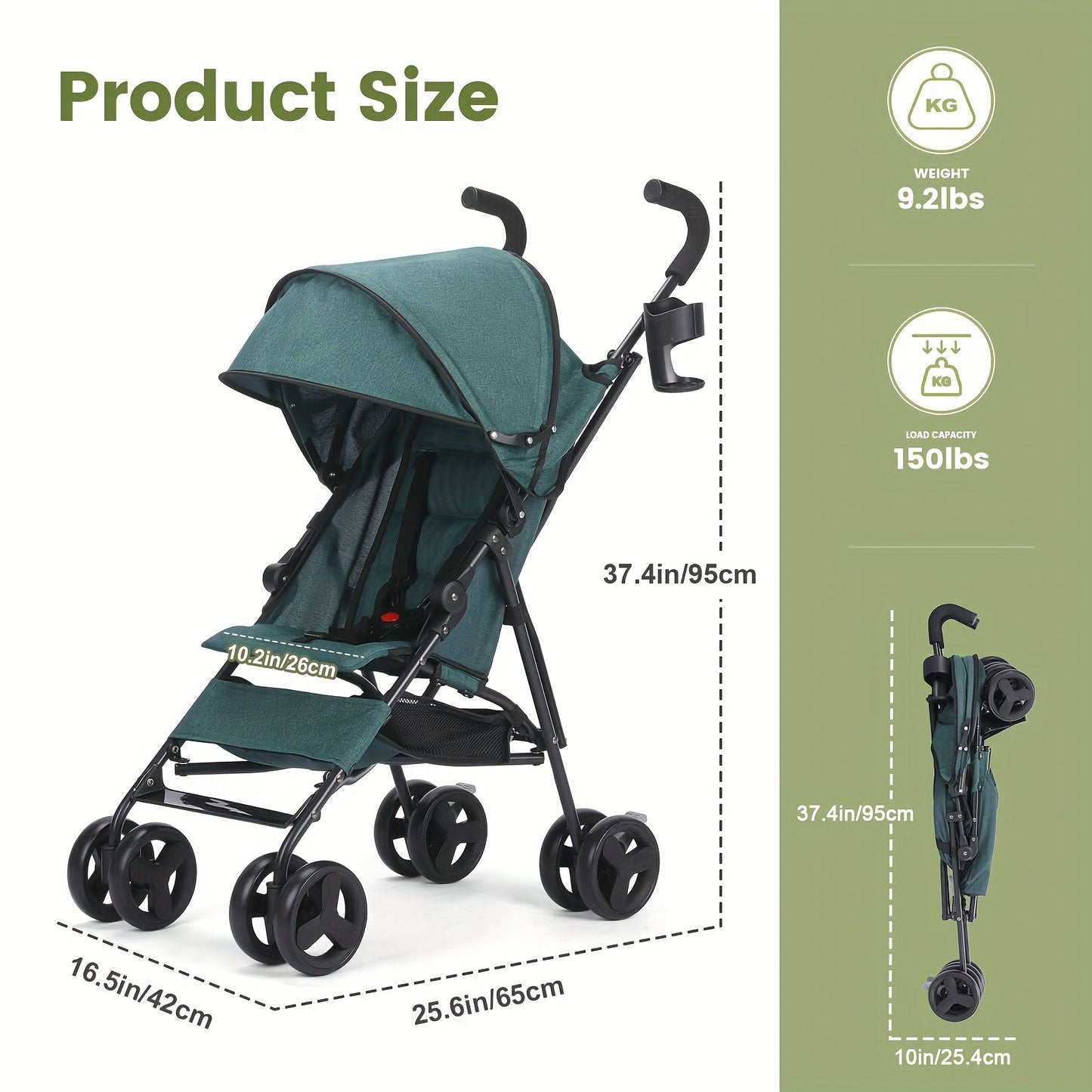 Lightweight Foldable Baby Travel Stroller with Sun Canopy & Storage - Compact & Sturdy for Infants & Toddlers - Ideal for Travel & Shopping