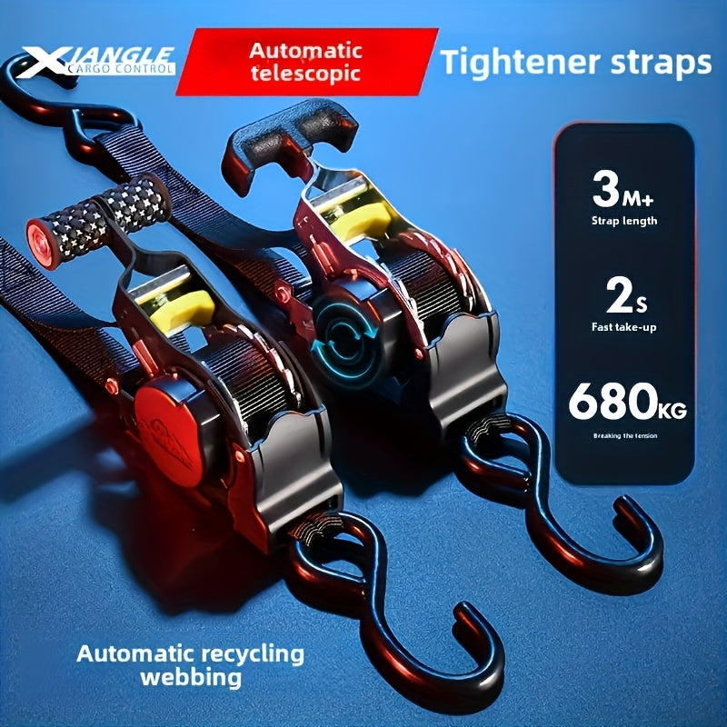 Heavy-Duty Aluminum Strap - Automatic Retractable 3.3m, 680KG Strength with Yellow Buckle