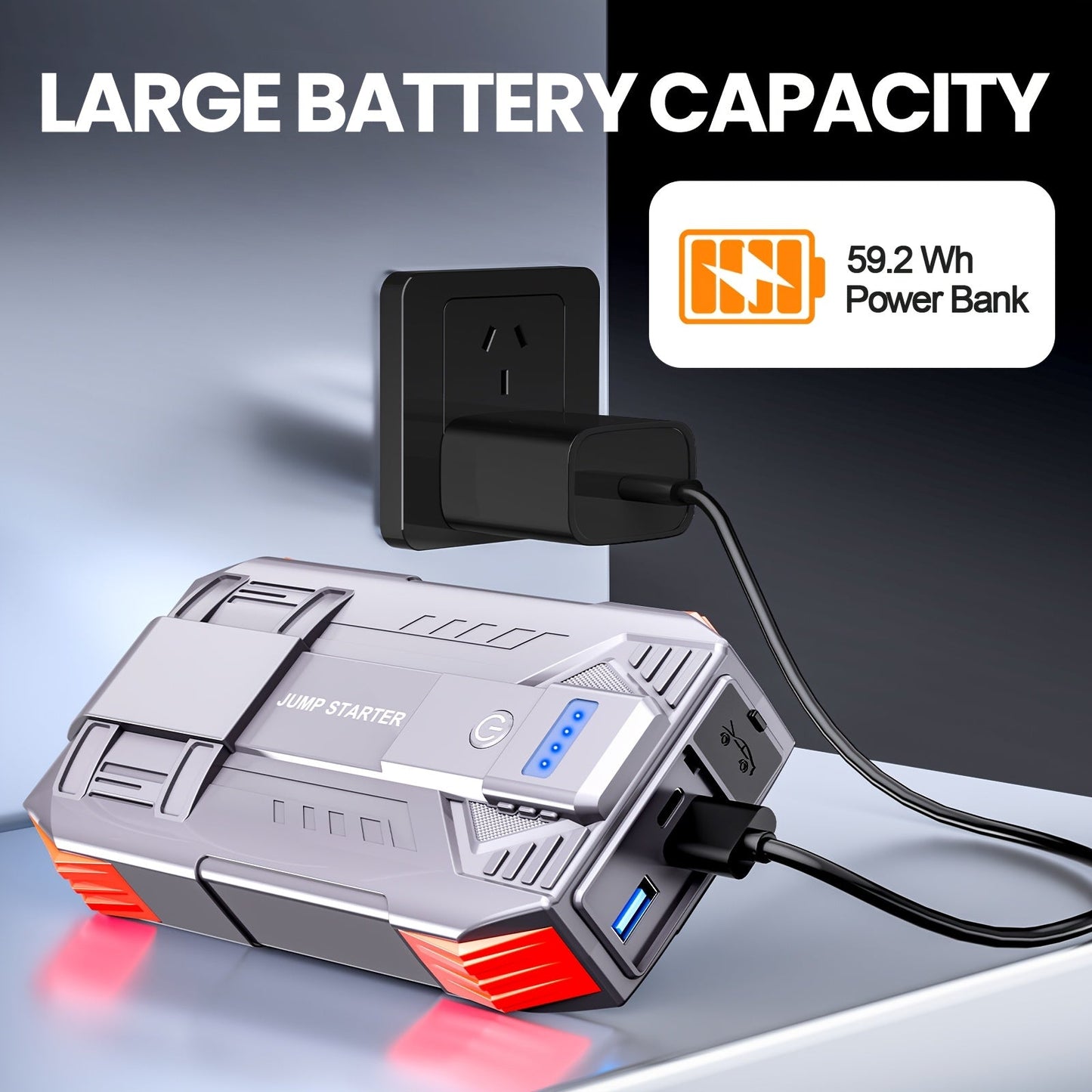 Zeee 4000A Jump Starter - 12V Car Battery with Quick Charger & LED Display
