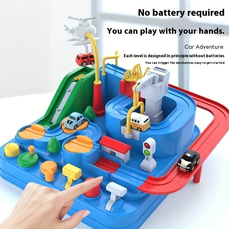 Adventure Track Playset with Magnetic Cars - Educational City Rescue Toy for Kids, Includes 3 Mini Vehicles, Perfect Gift for Boys & Girls