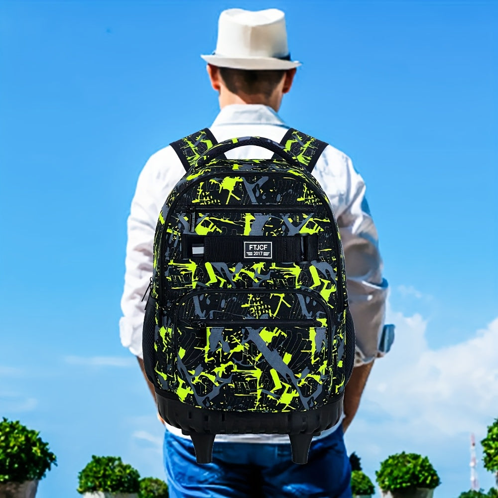 3pcs Rolling Backpack for Boys and Men with Wheels, 48.26 cm, Blue - CCJPX