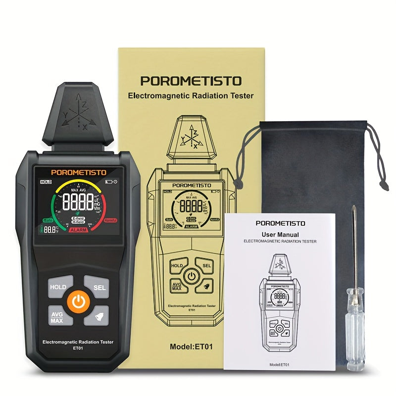 ET01 EMF Meter - 4000 Counts, Auto/Manual Range, Battery-Powered Home Tester