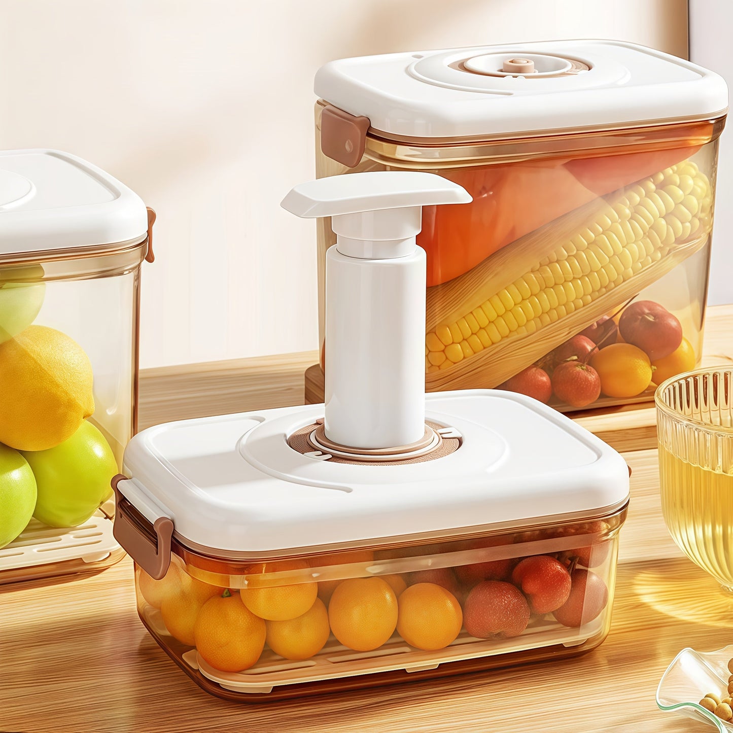 3pcs Awaoko Vacuum Sealer Containers - Airtight, Leakproof, Space-Saving Storage