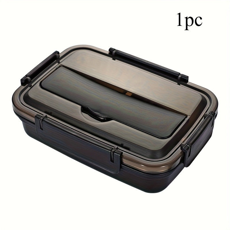 Leak-Proof Stainless Steel Bento Lunch Box with 3 Compartments - Durable & Easy to Clean - Perfect for School, Work & Travel