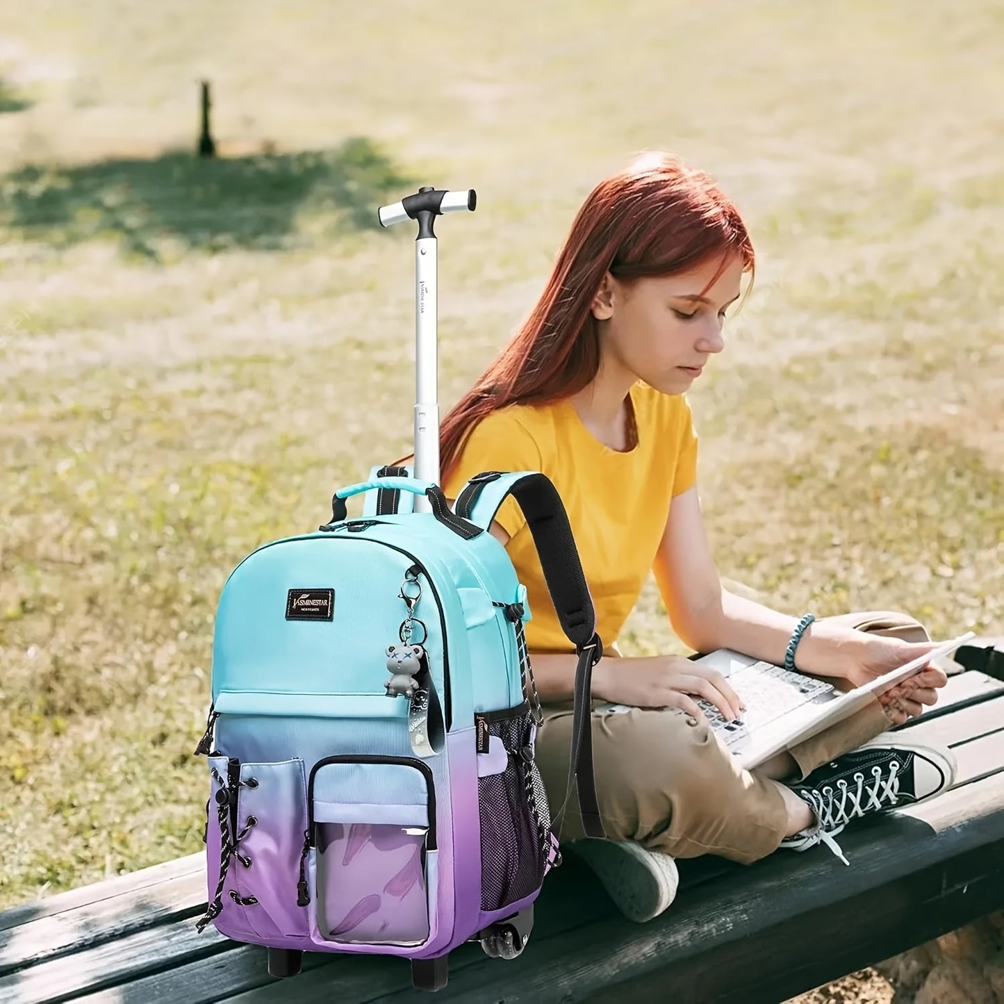 3pcs Rolling School Bags for Girls - Wheeled Backpack & Trolley Luggage