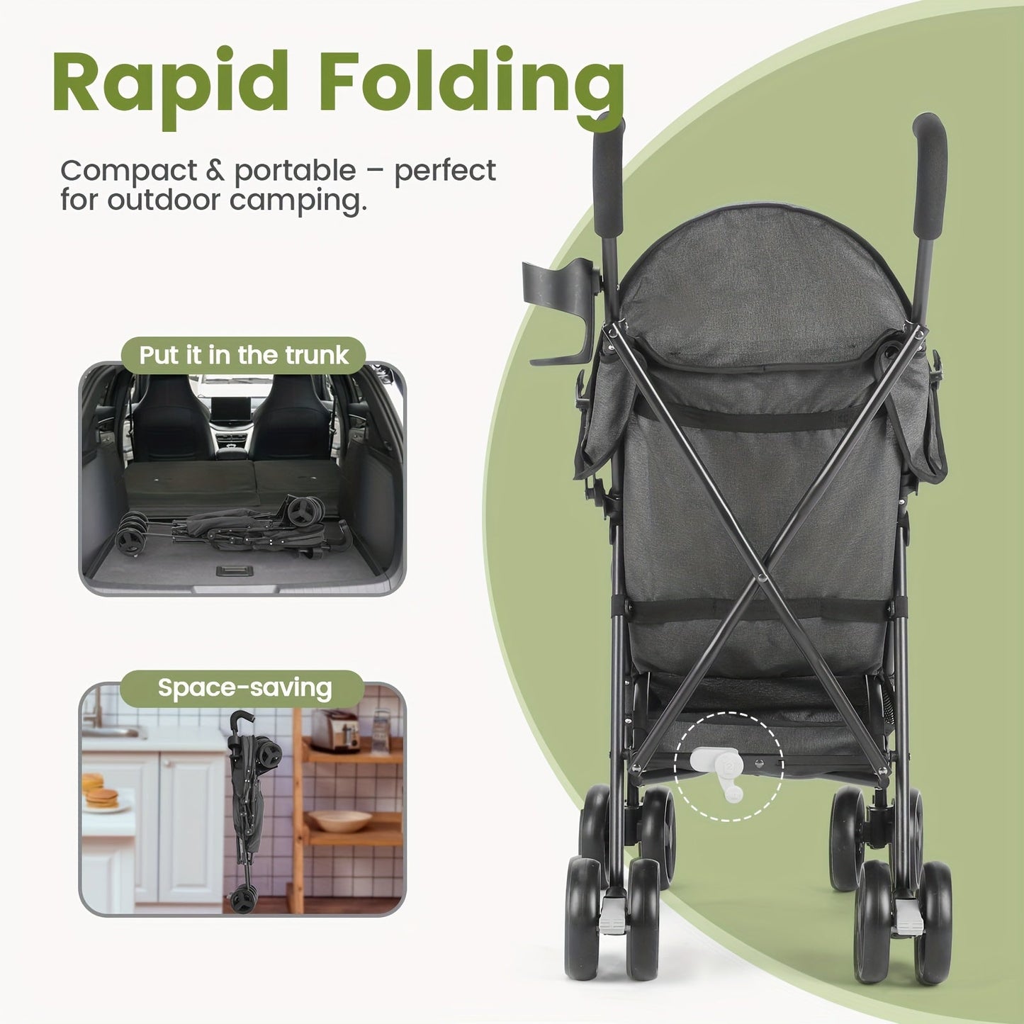 Lightweight Foldable Baby Travel Stroller with Secure 5-Point Harness & Sun Canopy
