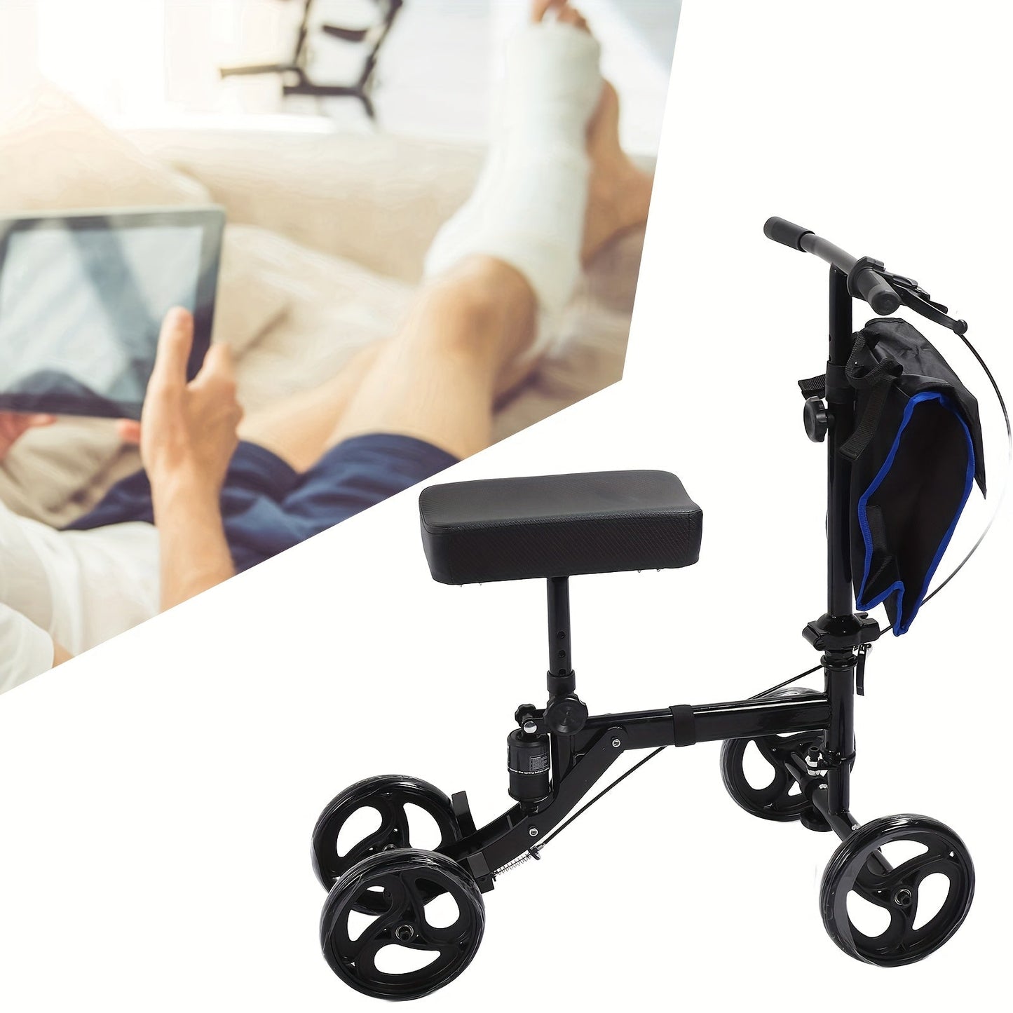 Knee Walker Orthopedic Scooter - Crutch Alternative with Handlebars & 140kg Load