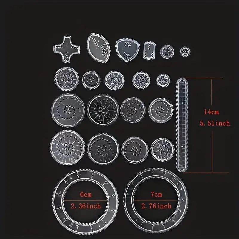 44pcs Creative Spirograph Ruler Kit - DIY Geometric Patterns Drawing Tool for Art Enthusiasts