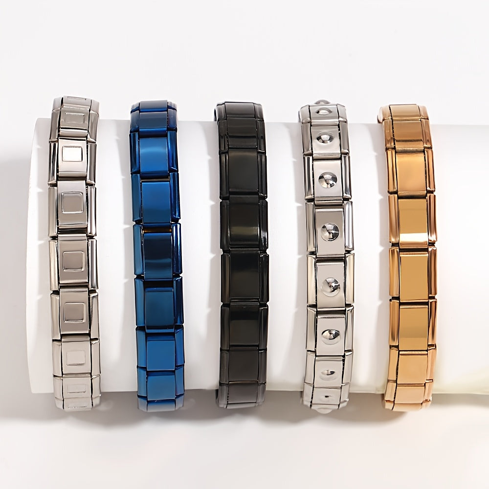 Stainless Steel Golden Elastic Bracelet - Perfect Valentine's Day Gift for Men & Women