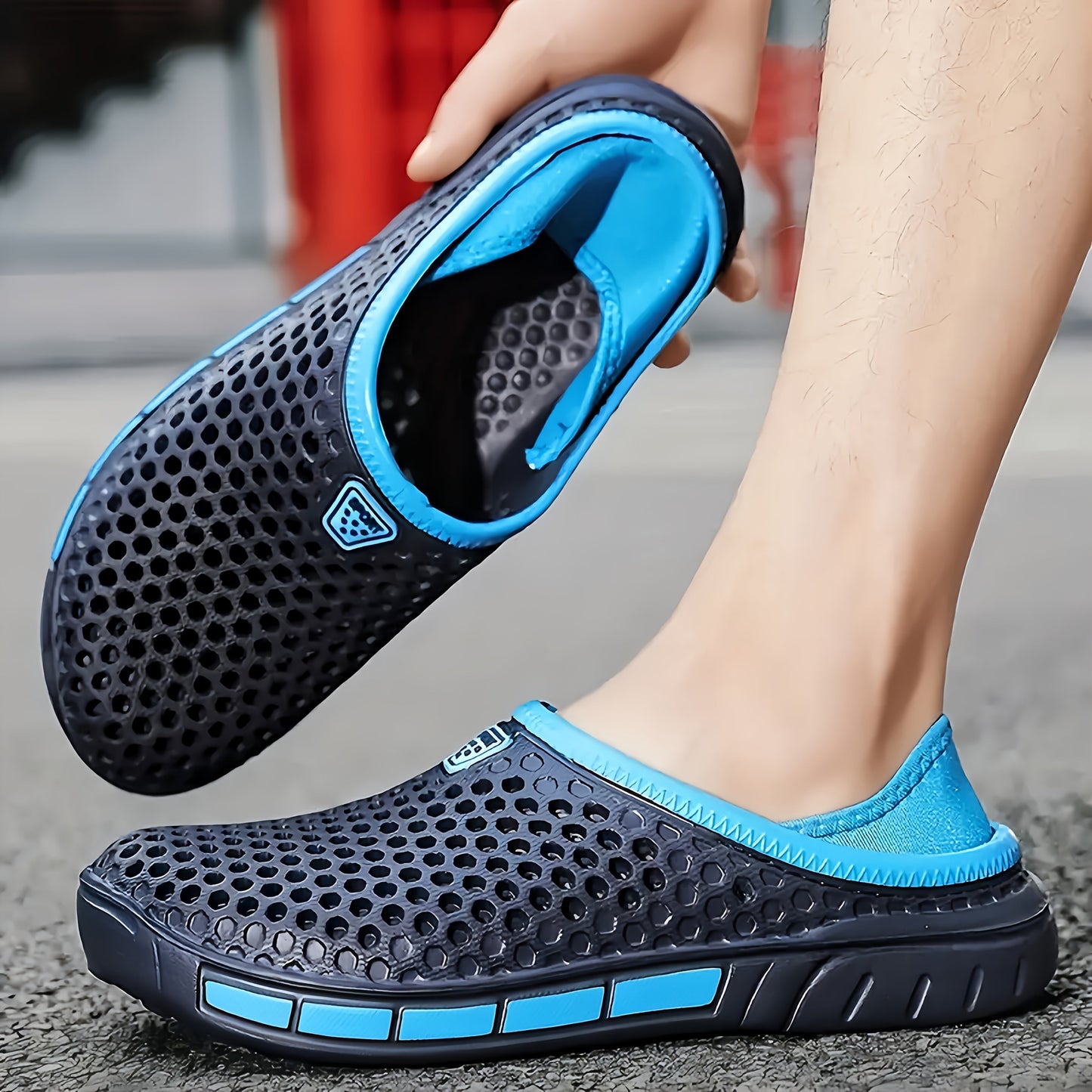 Men's Summer Breathable Slide Sandals - Dual Wear for Sports & Beach