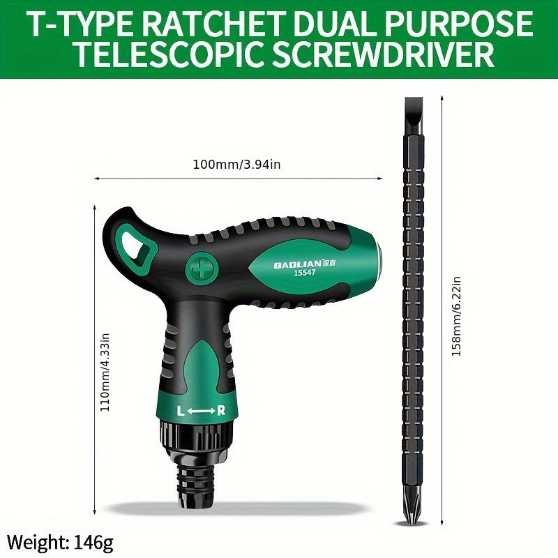 Versatile T-Handle Ratchet Screwdriver with Strong Magnetic Head for Home Repairs & DIY