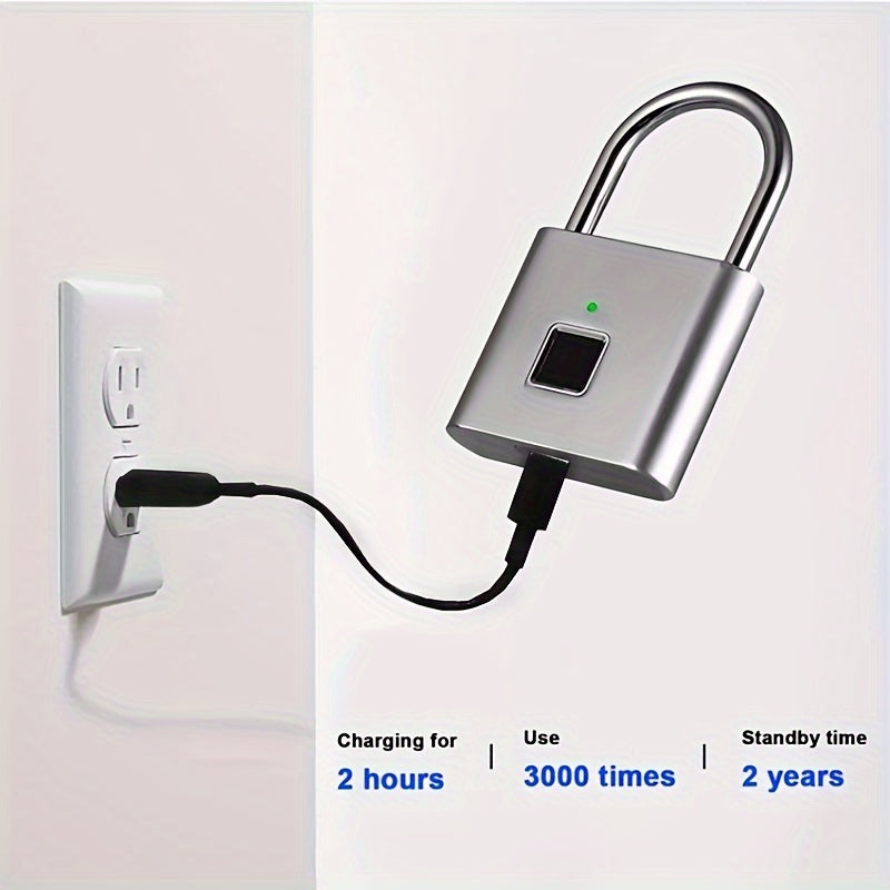 Compact Smart Fingerprint Padlock - Keyless, USB Rechargeable, Waterproof Security for Luggage & Backpacks