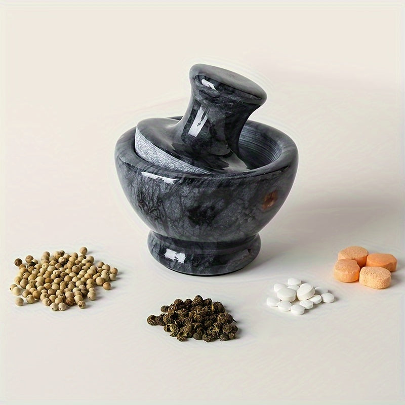 Premium Marble Mortar and Pestle Set - Natural Stone Grinder, 9.65 cm, Ideal for Spices & Pills, Easy to Use & Clean