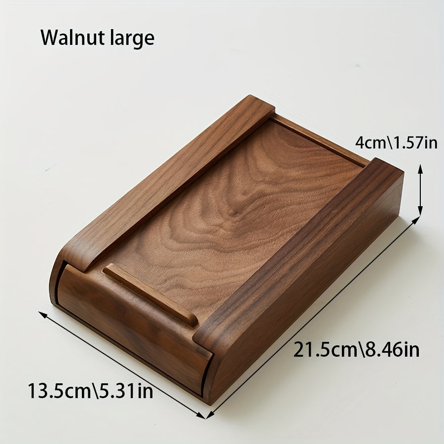 Walnut Bamboo Wood Under Desk Drawer Organizer - Self-Adhesive Slide-Out Pencil Holder