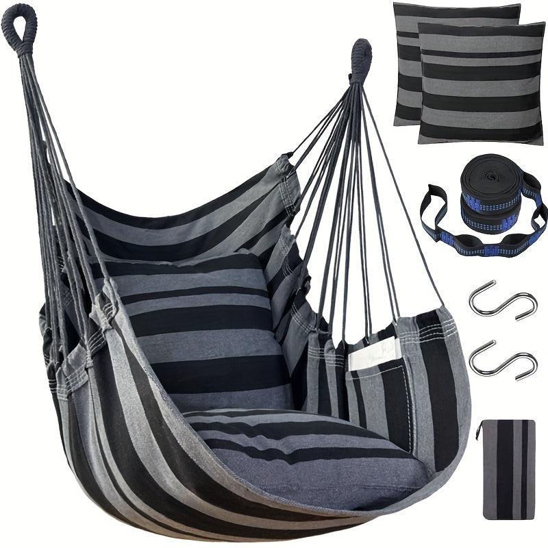 Premium Hammock Chair Set with Cushions, Straps, and Hooks