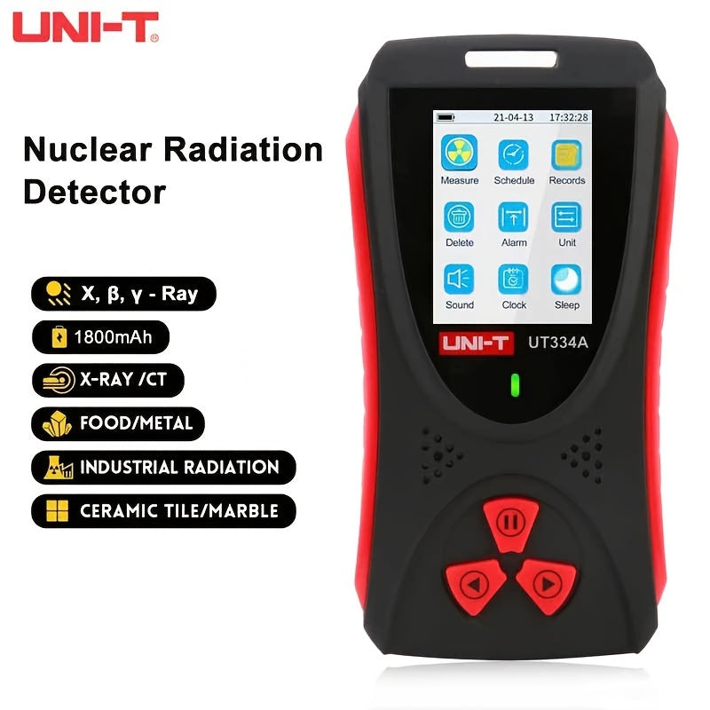 Rechargeable UNI-T UT334A Digital Nuclear Radiation Detector – Portable GM Geiger Counter for Β-Γ X-Rays with LCD Display