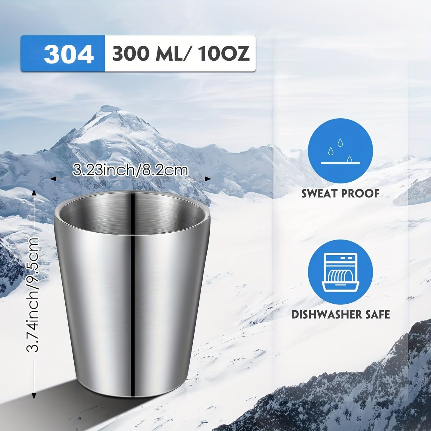 5pcs Stainless Steel Insulated Tumbler Cups 10oz - Durable & Stackable Metal Mugs for Hot & Cold Drinks
