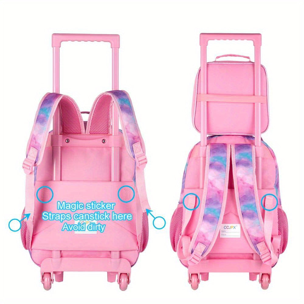 Cute Cat Rolling Backpack with Wheels for Girls - Perfect for School & Travel