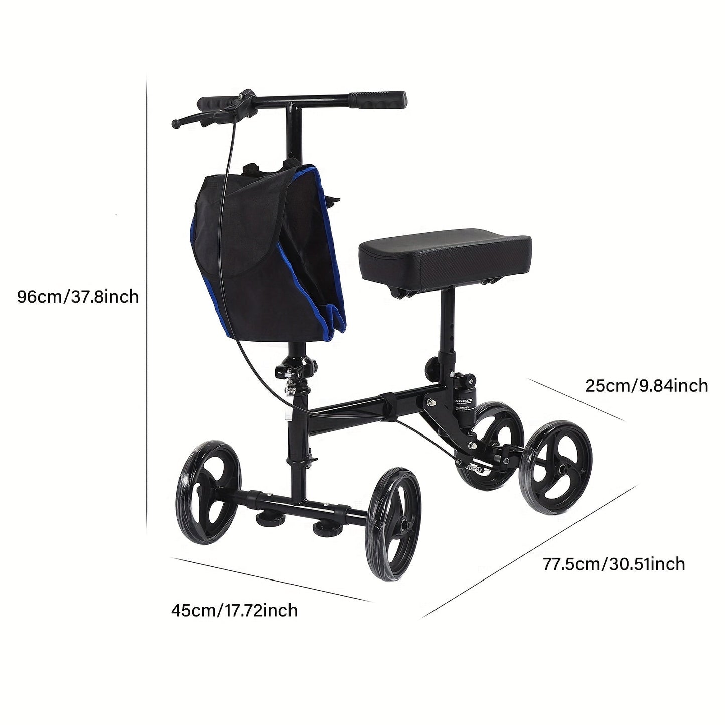 Knee Walker Orthopedic Scooter - Crutch Alternative with Handlebars & 140kg Load