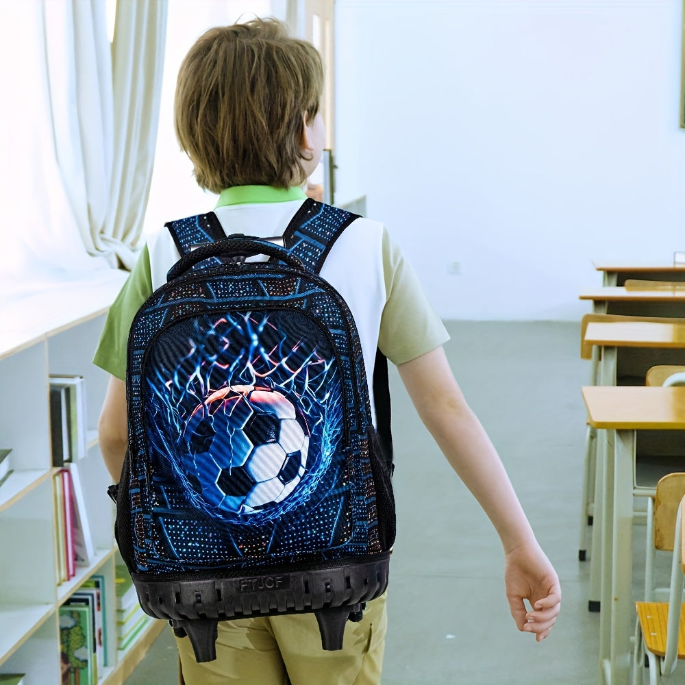 Rolling Backpack with Wheels - Durable Polyester, Adjustable Straps, Zip Closure