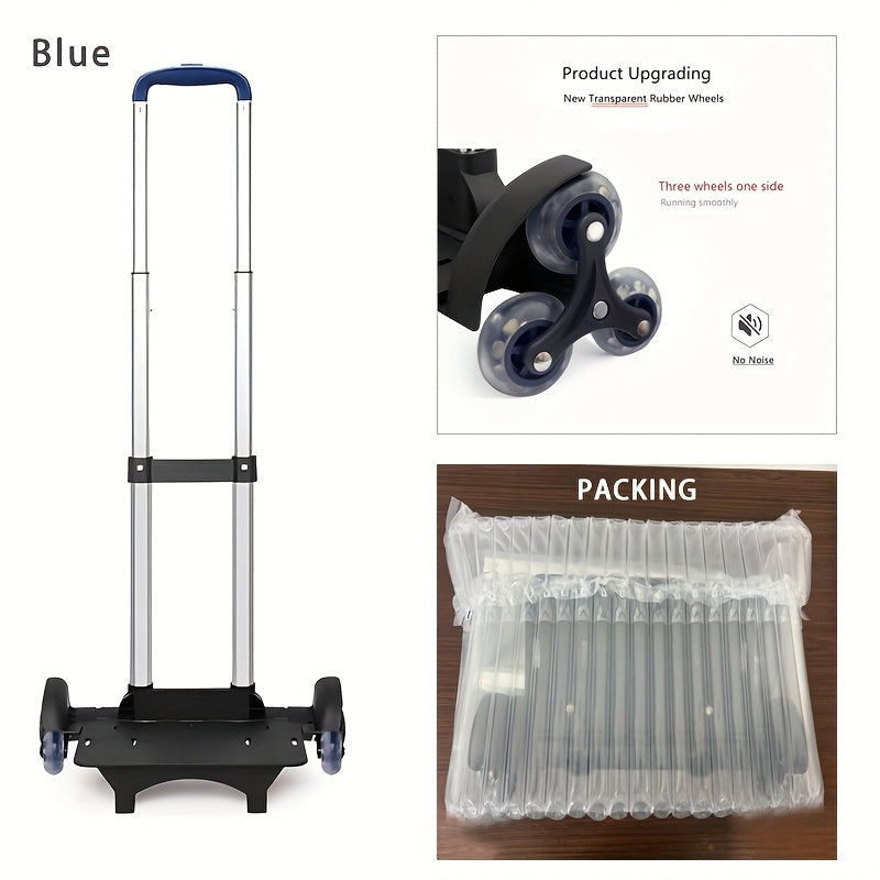 6-Wheel Retractable Trolley Backpack - Foldable & Portable with Rubber Wheels