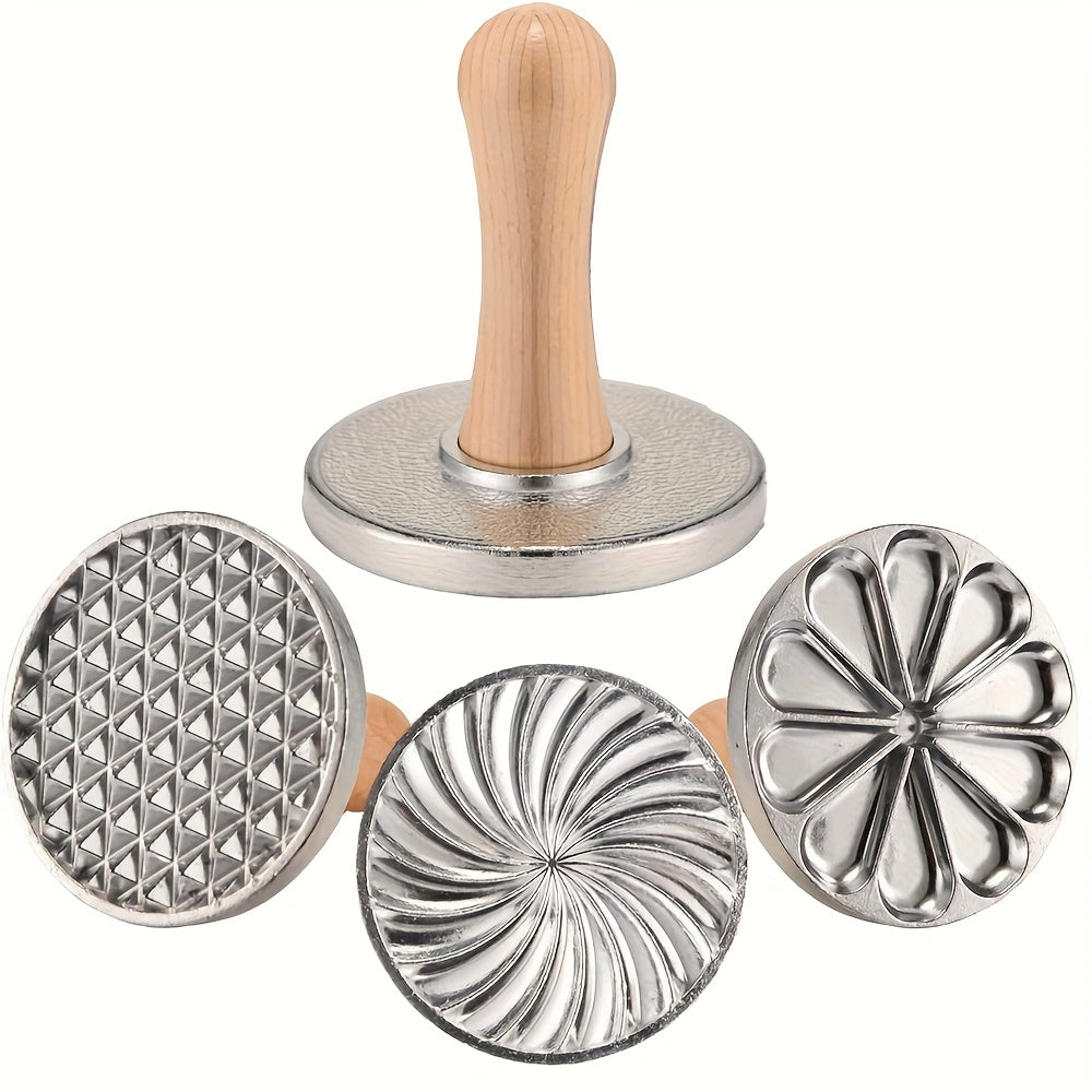 Zinc Alloy Cookie Stamp Mold with Floral Swirl Pattern - Perfect for Holiday Baking