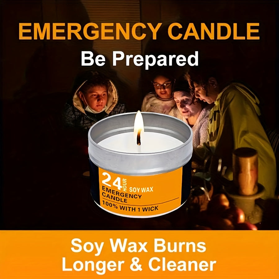 4pcs Smokeless Windproof Emergency Candles - 96 Hours Burn Time | Natural Soy Wax