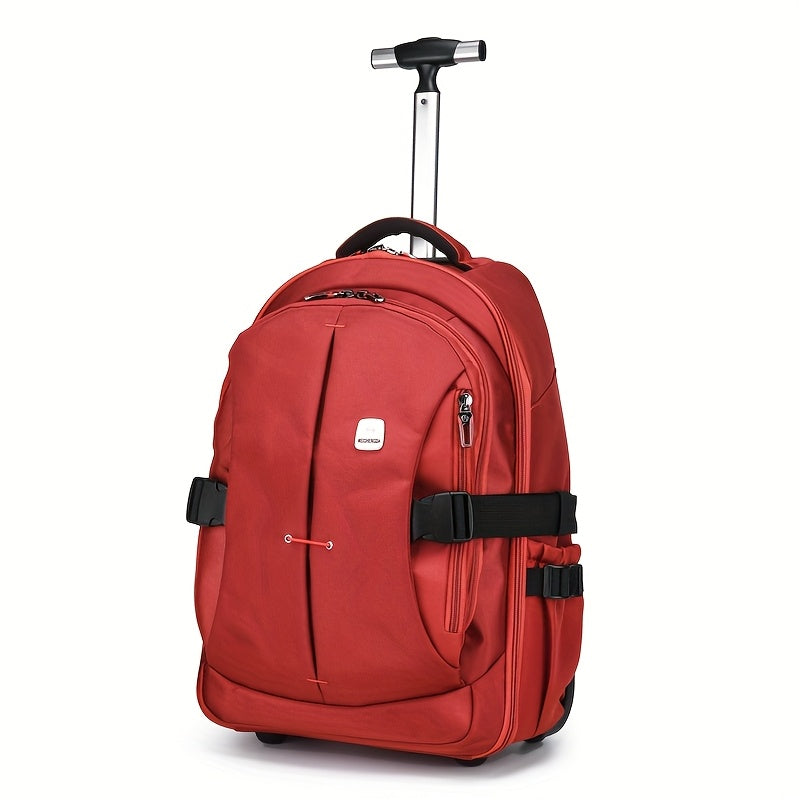 Black Oxford Fabric Convertible Backpack with Wheels - Business Travel & College Essential