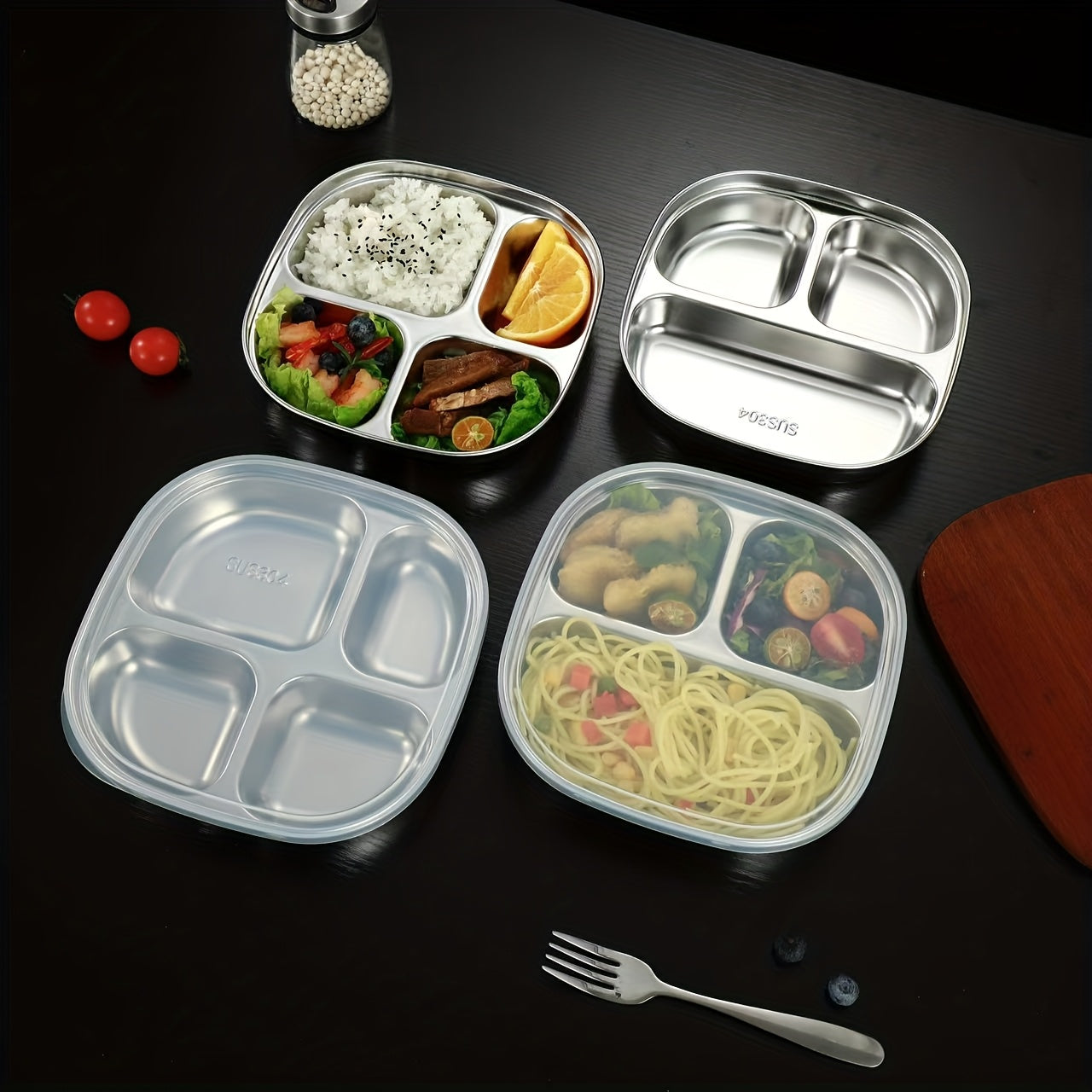Stainless Steel Plate with PP Lid - Ideal for Kitchens, Restaurants & Parties