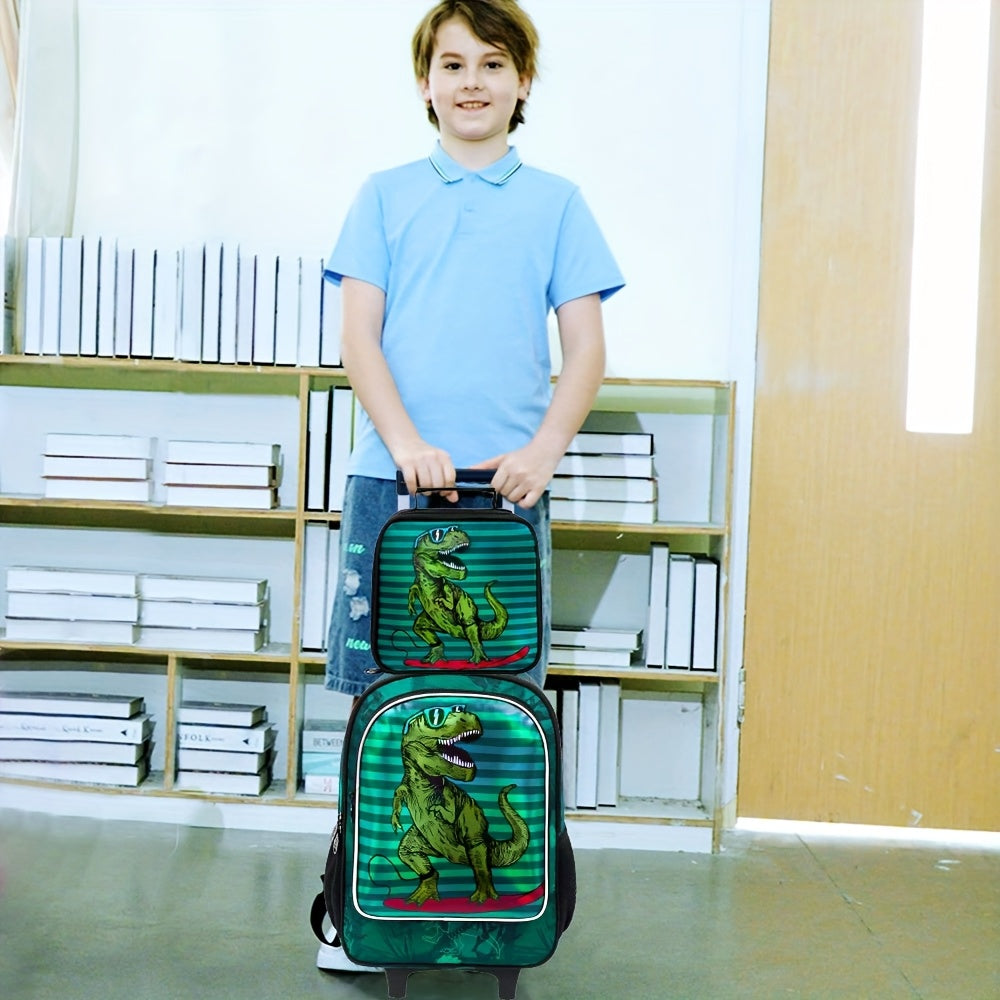3pcs Rolling Backpack for Boys with Adjustable Straps and Roller Wheels