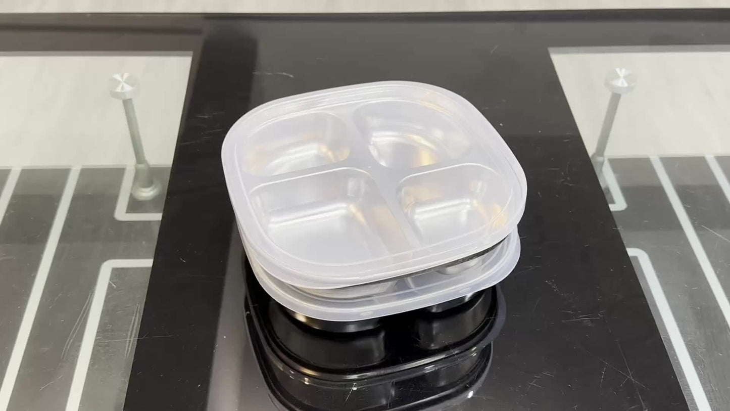 Stainless Steel Plate with PP Lid - Ideal for Kitchens, Restaurants & Parties