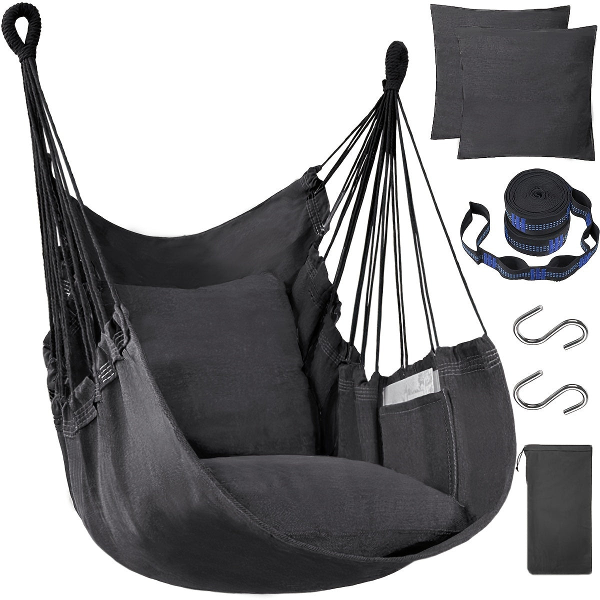 Premium Hammock Chair Set with Cushions, Straps, and Hooks