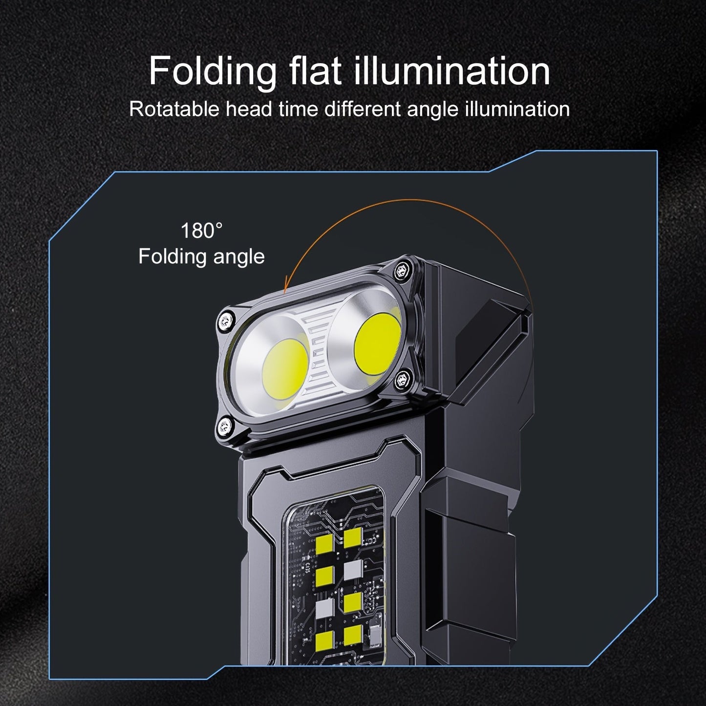 Ultra Bright Mini LED Flashlight - Rechargeable COB Work Light with Rotatable Head, Metal Clip & Magnet, 7 Modes