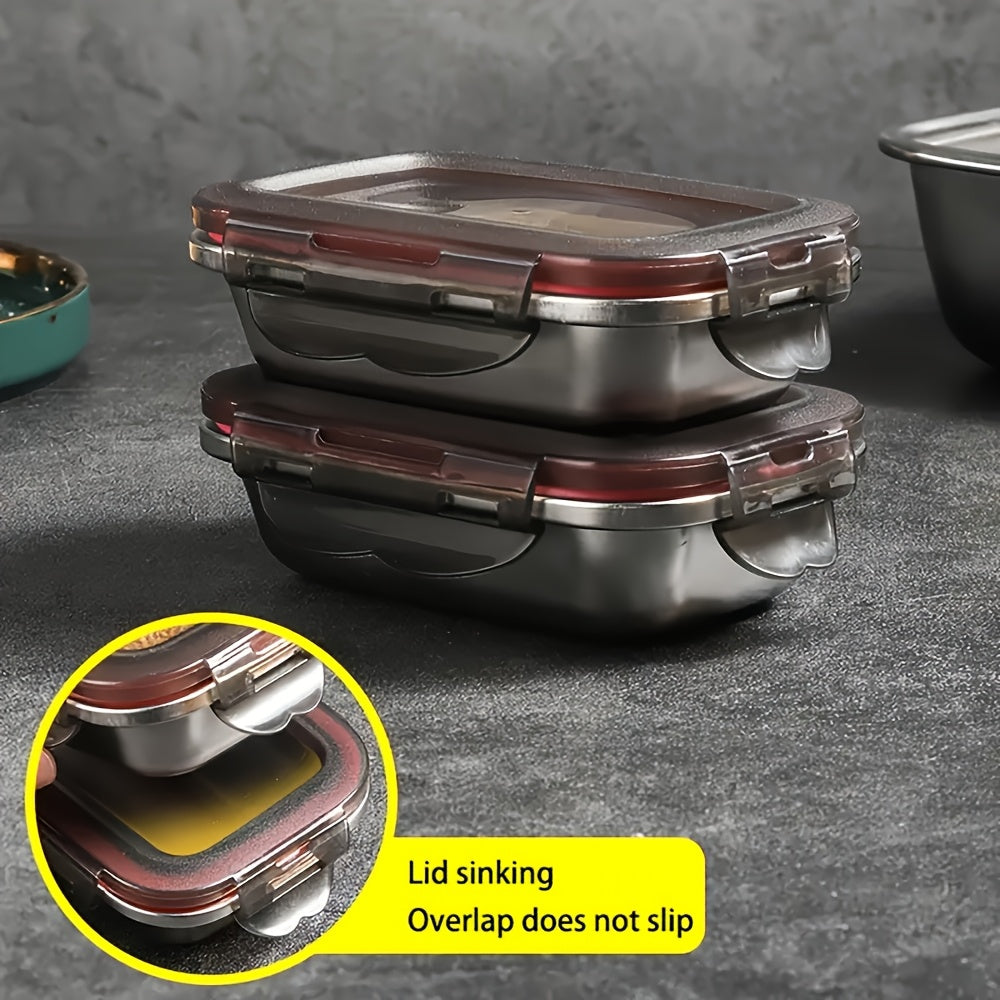 4pcs Set 304 Stainless Steel Fresh-Keeping Box - Leak-Proof & Portable