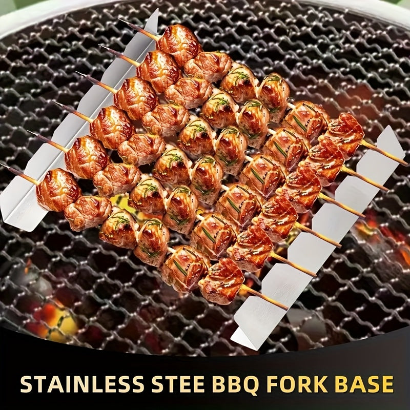 Durable 2pcs Skewer Rack - Stainless Steel BBQ Holder for Parties & Camping