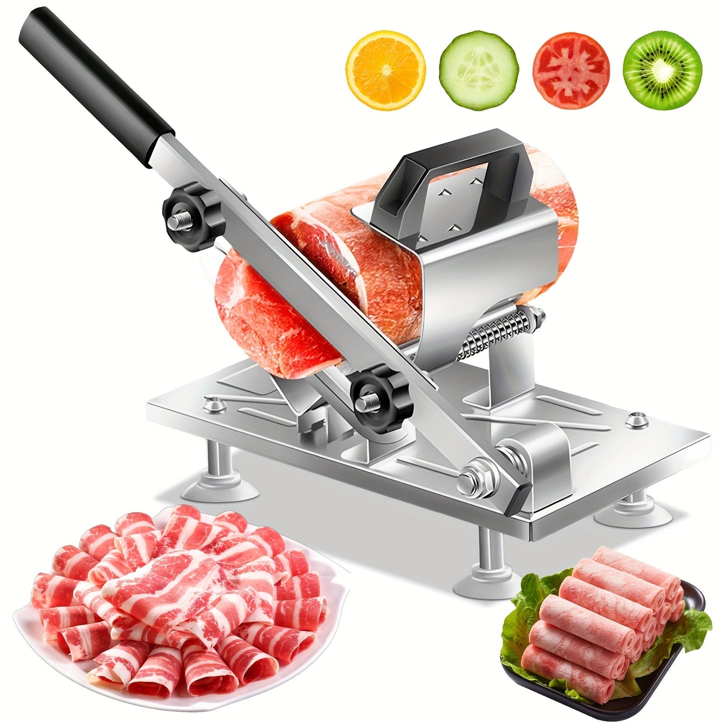 Heavy-Duty Manual Meat Slicer - Adjustable Thickness & Easy-Clean Design