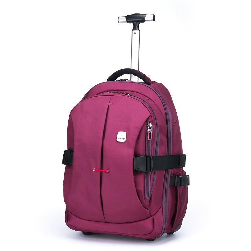 Black Oxford Fabric Convertible Backpack with Wheels - Business Travel & College Essential