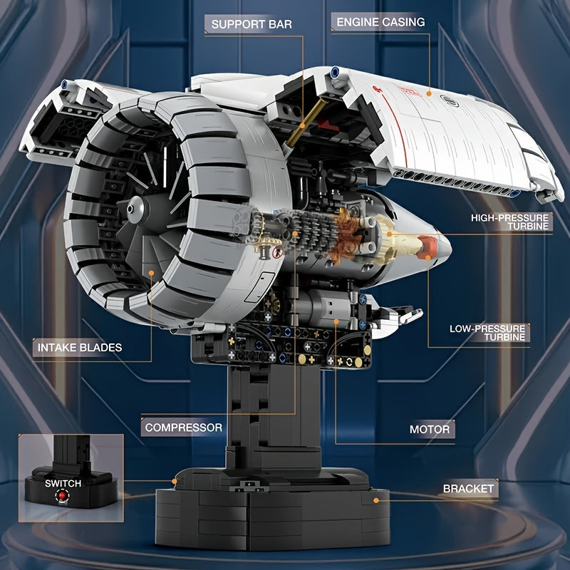1813pcs Aeronautical Turbofan Engines Block Model - Perfect Gift for Christmas & Halloween