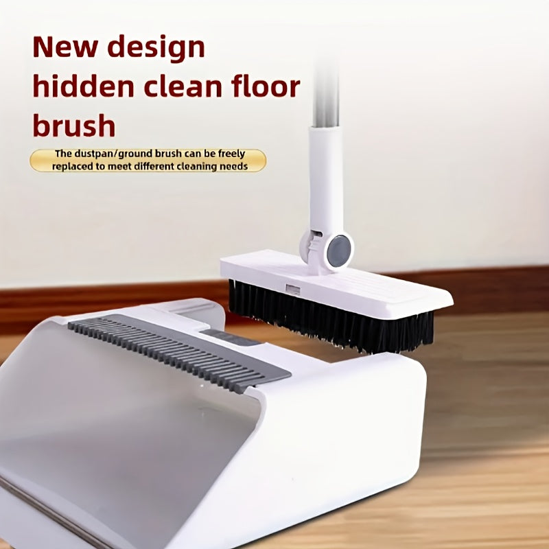 4-In-1 Foldable Broom And Dustpan Set - Compact Design for Easy Home Cleaning