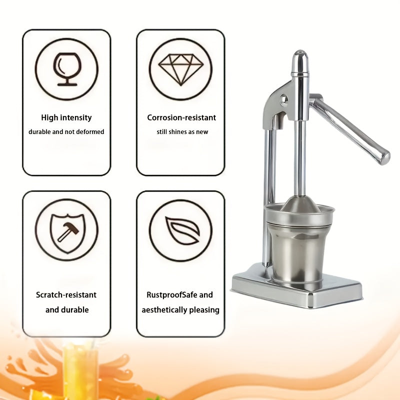 High-Yield Stainless Steel Manual Juicer, Easy-Clean & Durable for Citrus Fruits