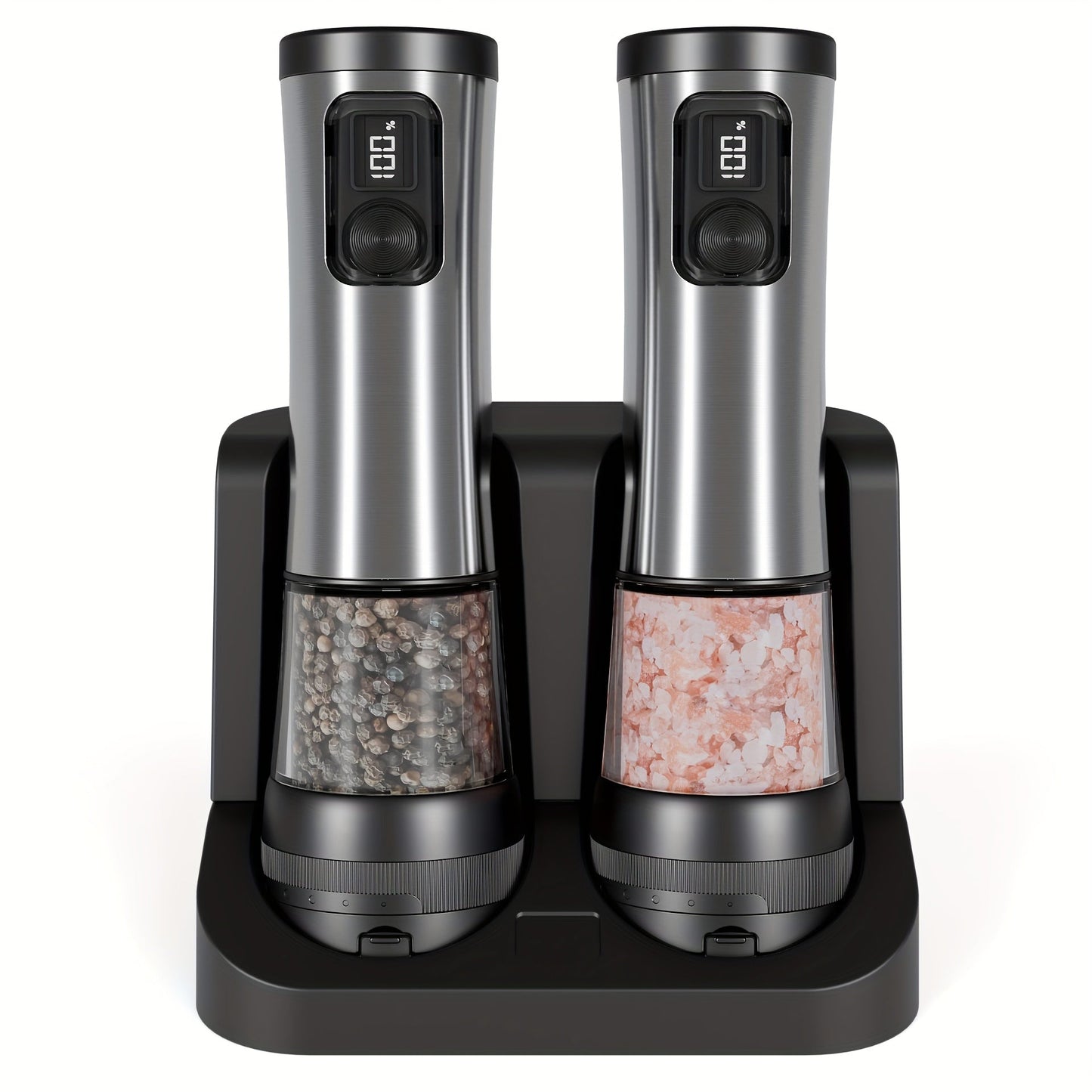 Stainless Steel Electric Pepper Salt Grinder Set with LED, USB Charging