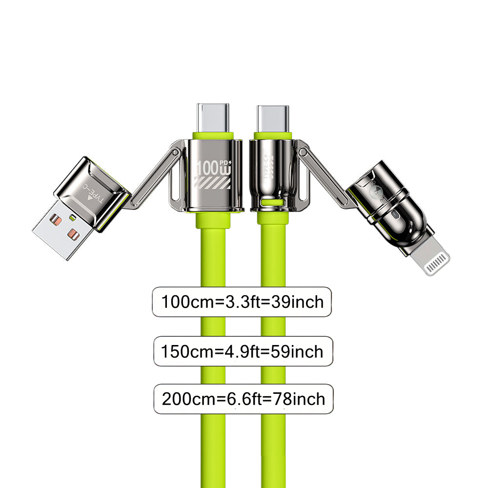 4-in-1 Kirsite Cable 100W Super Fast Charging for iPhone, iPad, Notebook, Mobile Phone